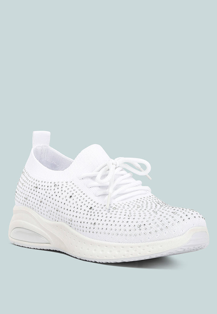 elizha stud embellished lace up sneakers by ruw#color_white