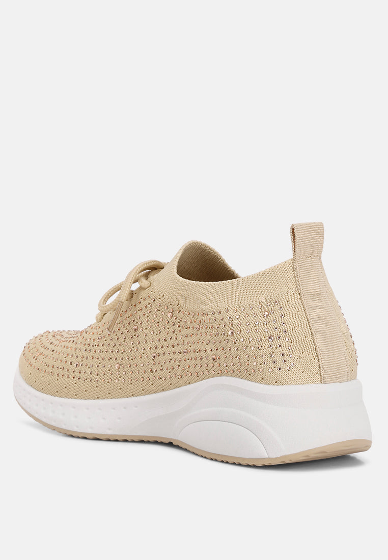 elizha stud embellished lace up sneakers by ruw#color_beige