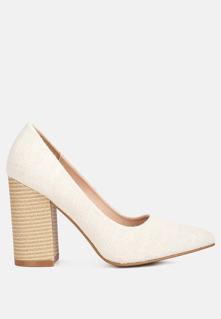 elsie canvas block heel pumps by ruw#color_off-white