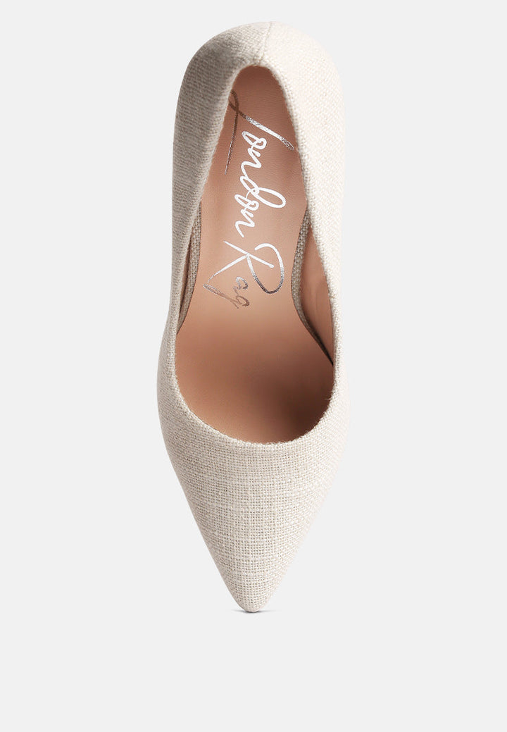 elsie canvas block heel pumps by ruw#color_off-white
