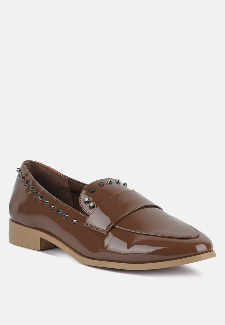 emilia patent stud penny loafers by ruw#color_tan