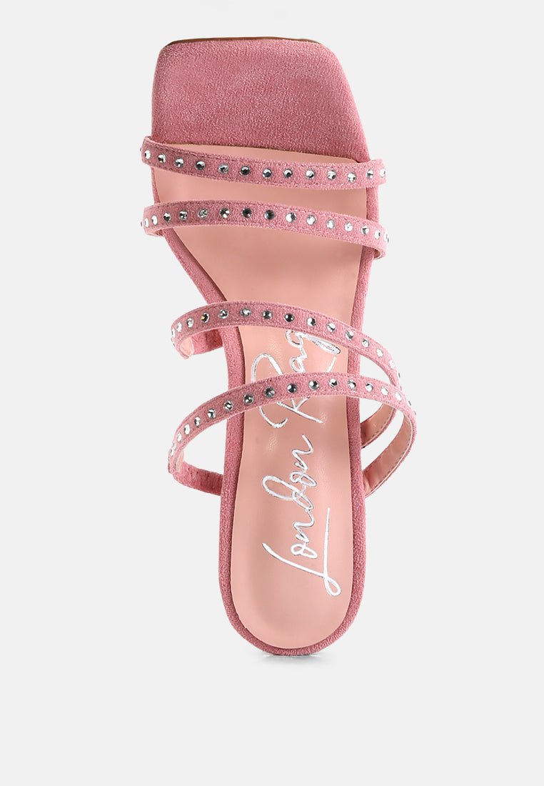 face me studded spool heel multi strap sandals by ruw#color_pink