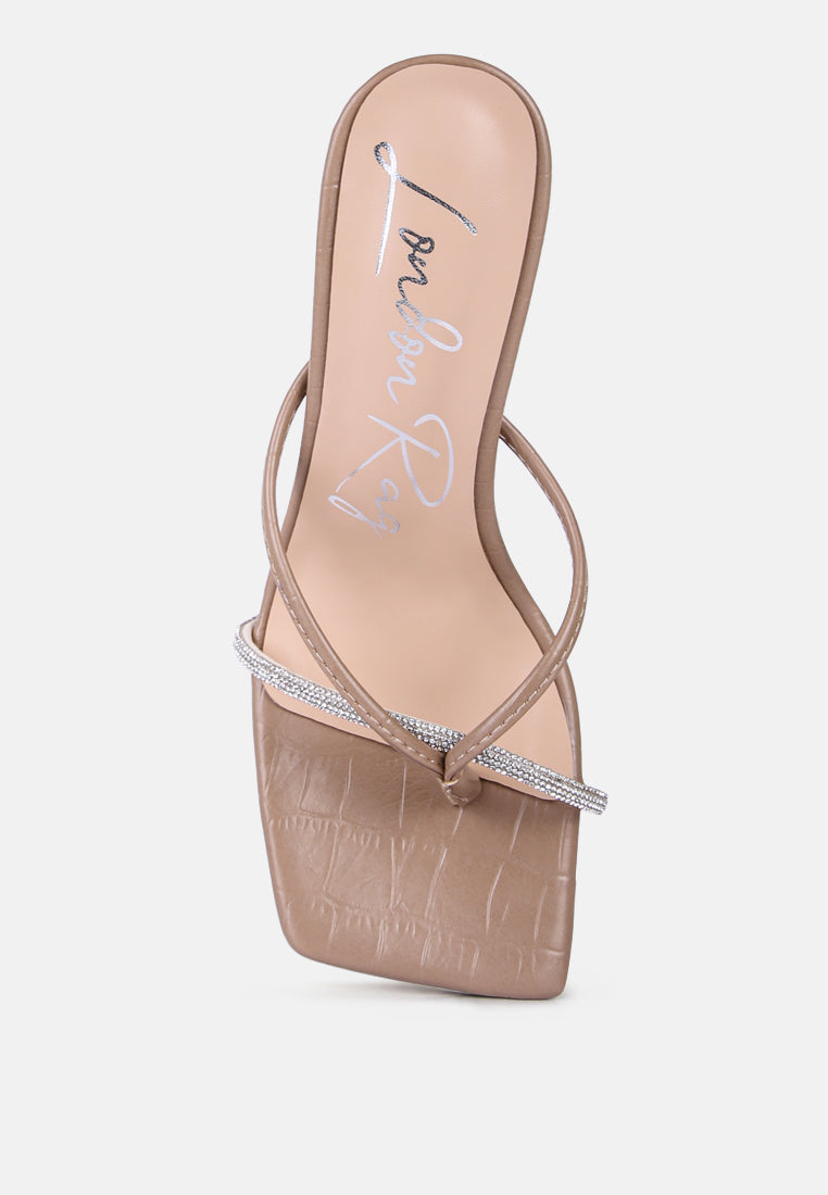 fetish croc rhinestone strap sandals by ruw#color_taupe