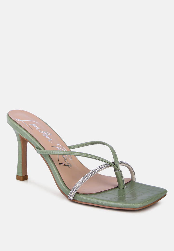 fetish croc rhinestone strap sandals by ruw#color_green