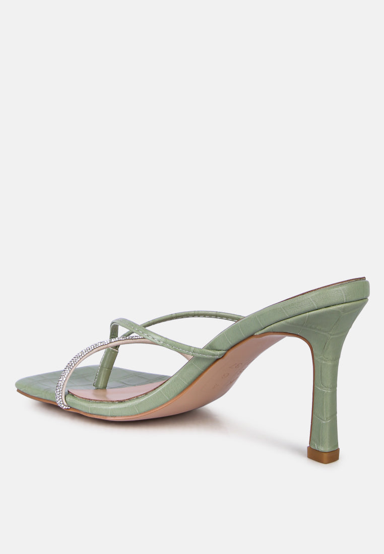 fetish croc rhinestone strap sandals by ruw#color_green
