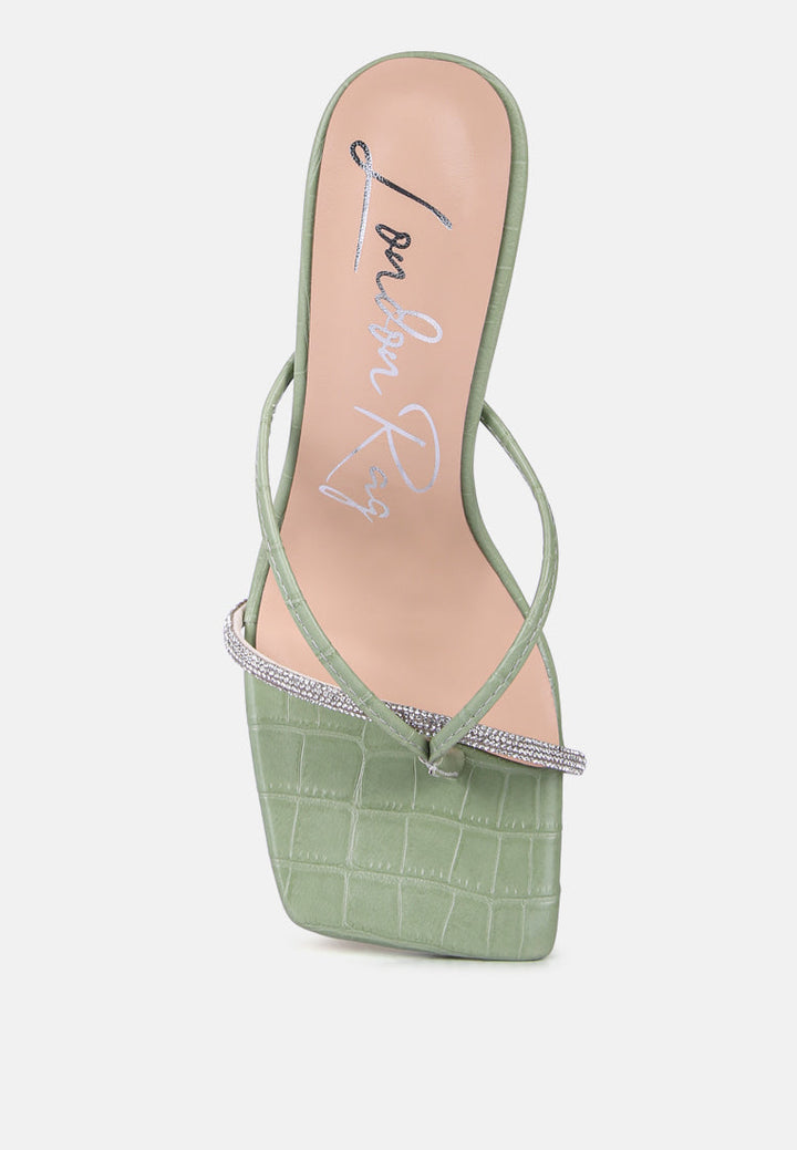 fetish croc rhinestone strap sandals by ruw#color_green