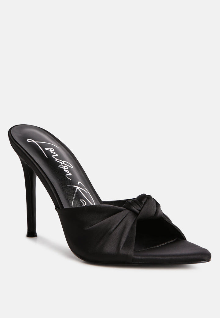 first crush satin knot high heeled sandals by ruw#color_black