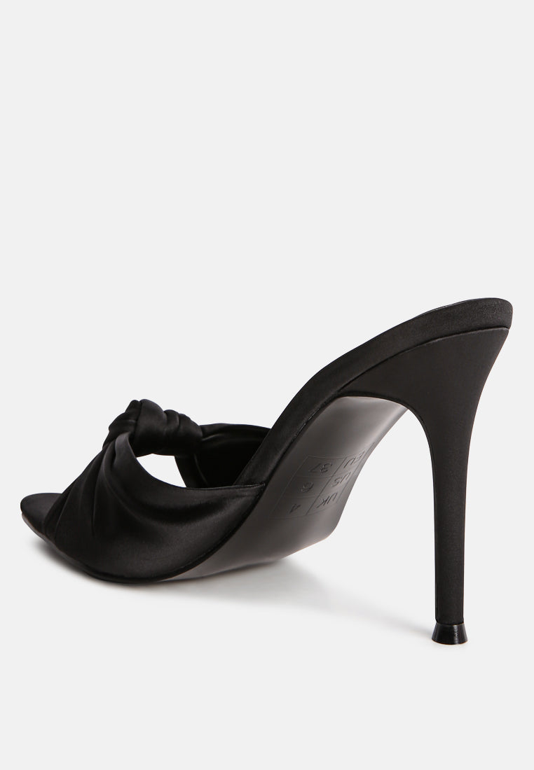 first crush satin knot high heeled sandals by ruw#color_black