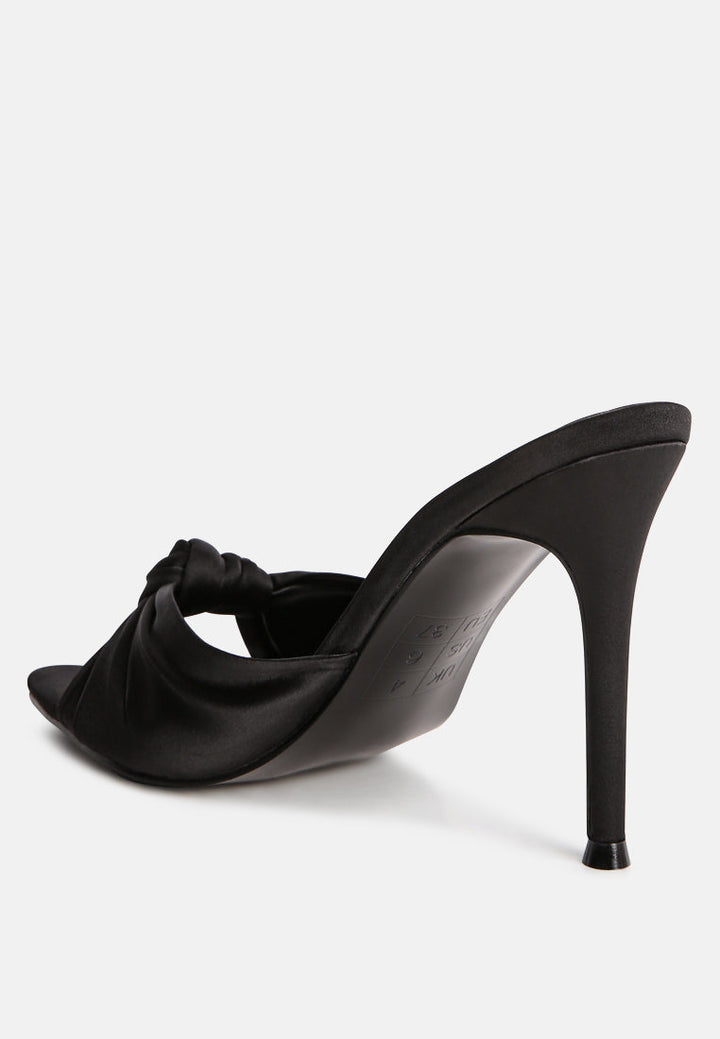 first crush satin knot high heeled sandals by ruw#color_black