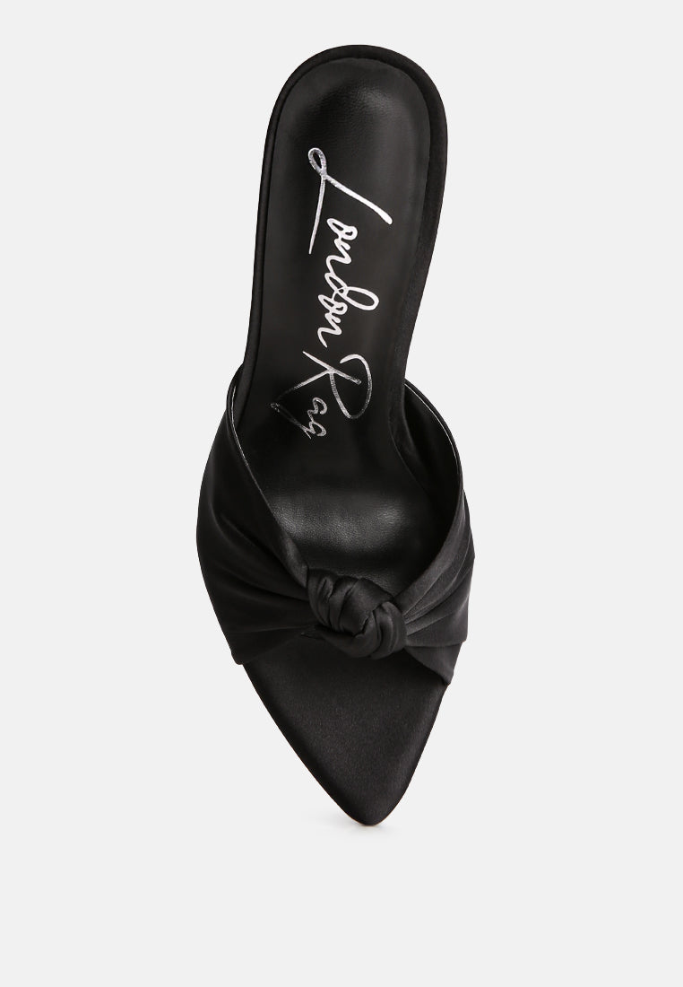 first crush satin knot high heeled sandals by ruw#color_black