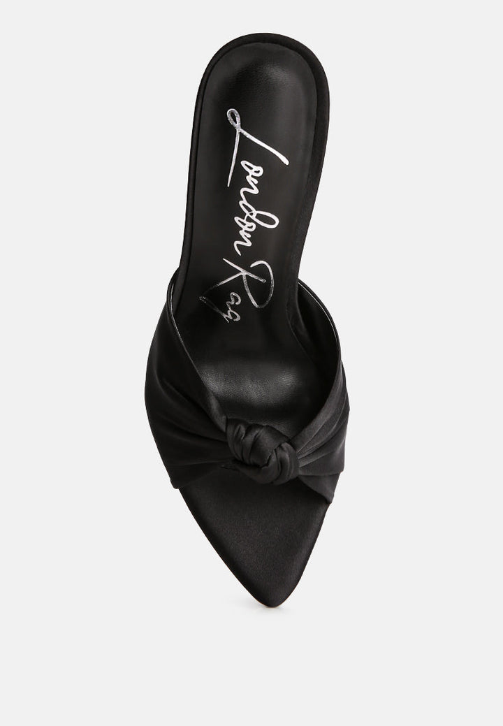 first crush satin knot high heeled sandals by ruw#color_black