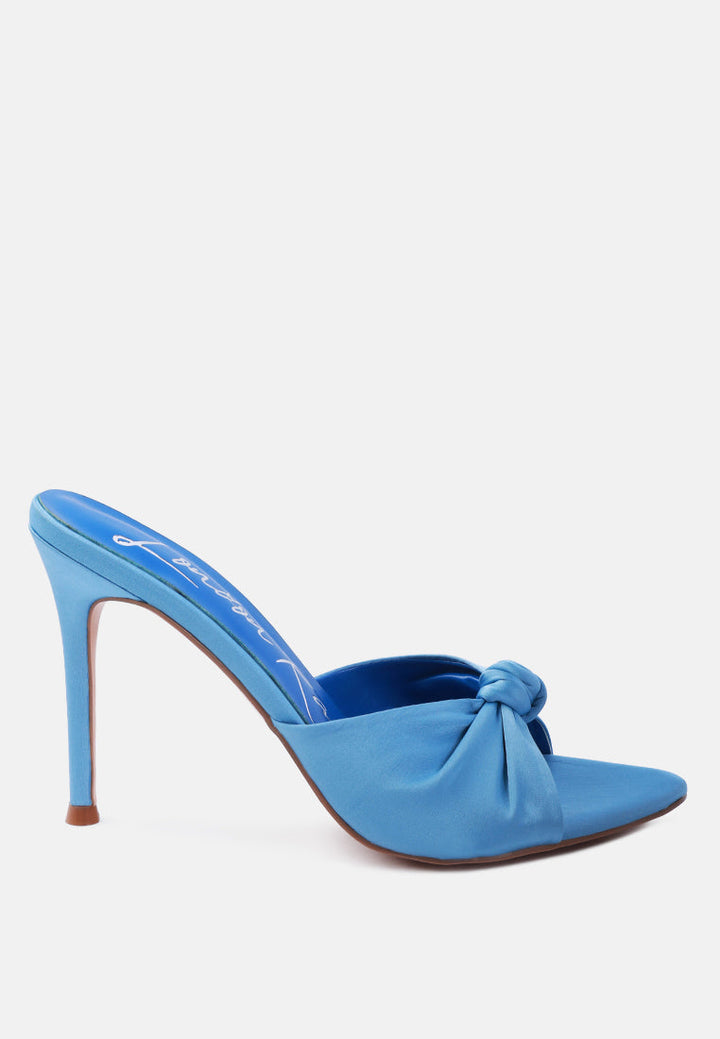 first crush satin knot high heeled sandals by ruw#color_blue