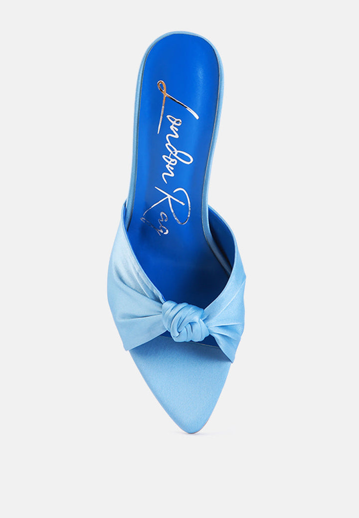 first crush satin knot high heeled sandals by ruw#color_blue