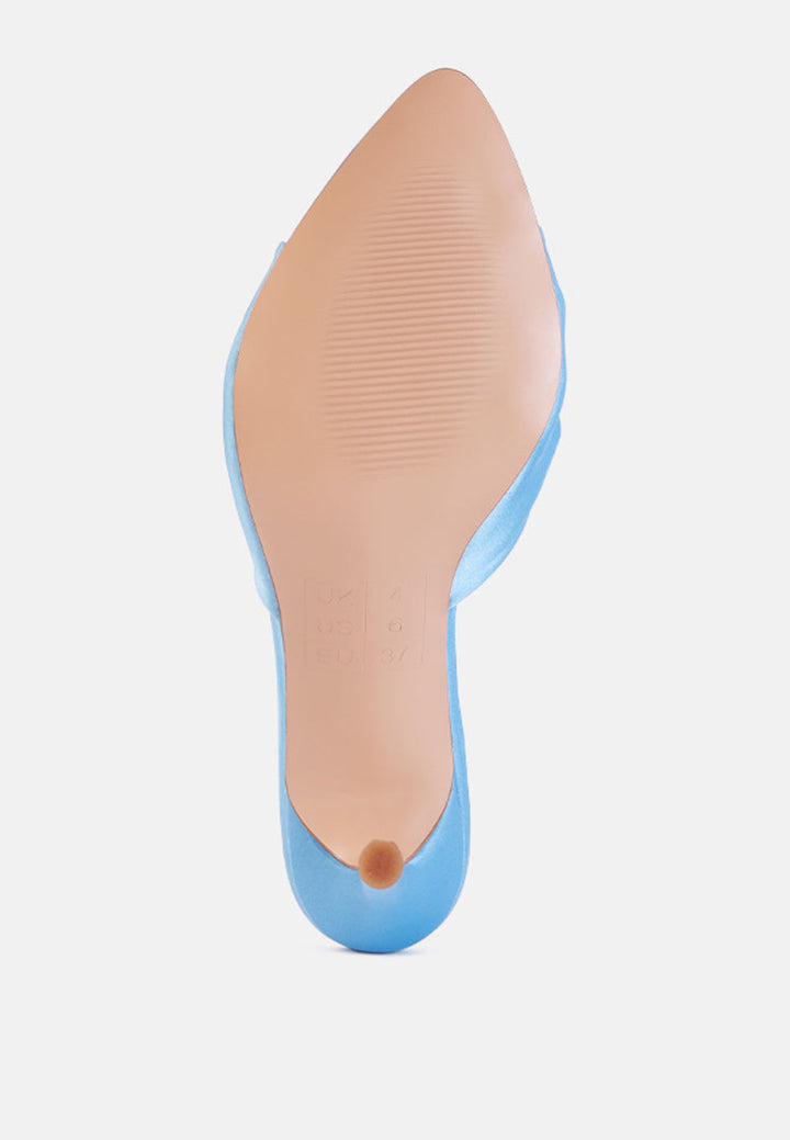 first crush satin knot high heeled sandals by ruw#color_blue