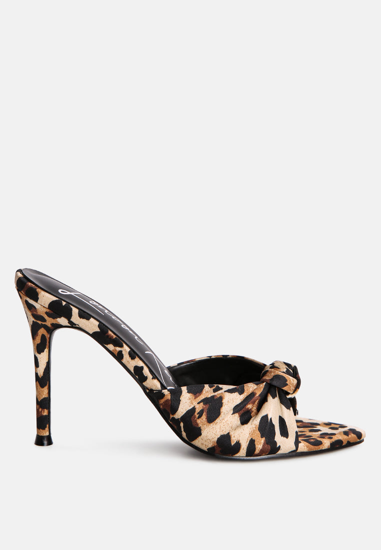 first crush satin knot high heeled sandals by ruw#color_leopard