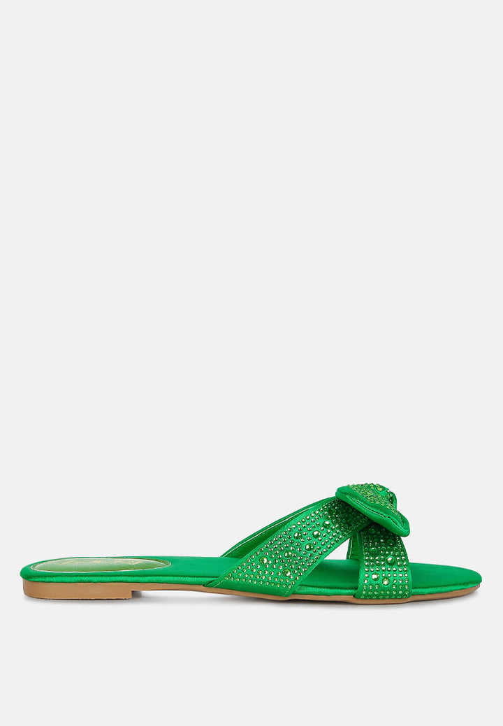 fleurette bow flat sandals by ruw#color_green