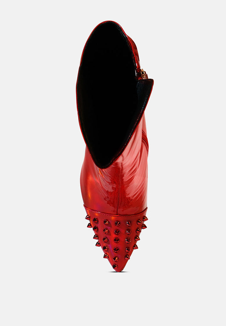 forbidden stud stiletto calf boots by ruw#color_red