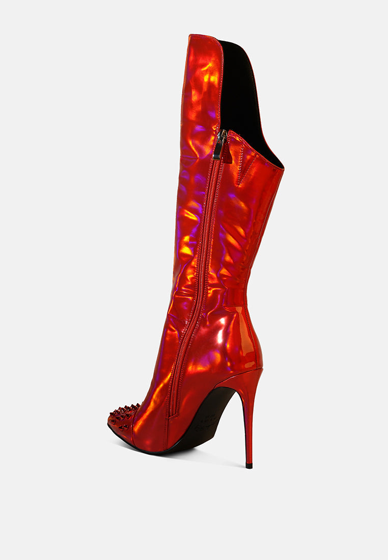 forbidden stud stiletto calf boots by ruw#color_red