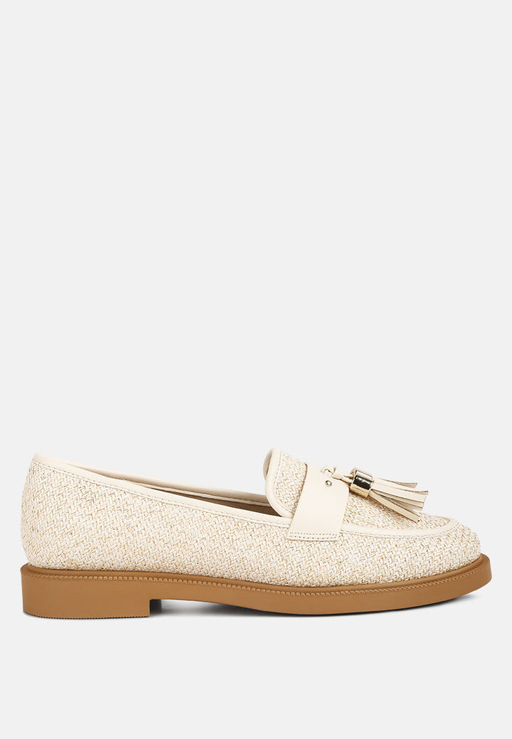 foxford tassle detail raffia loafers by ruw#color_cream