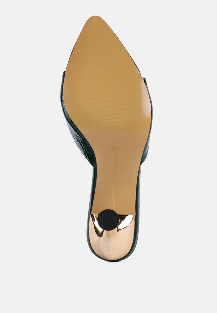french cut croc texture patent faux leather sandals by ruw#color_green