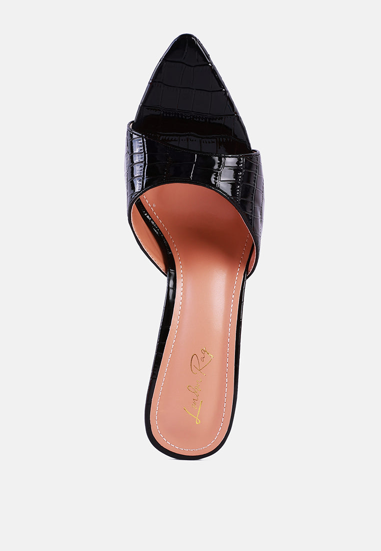 french cut croc texture patent faux leather sandals by ruw#color_black