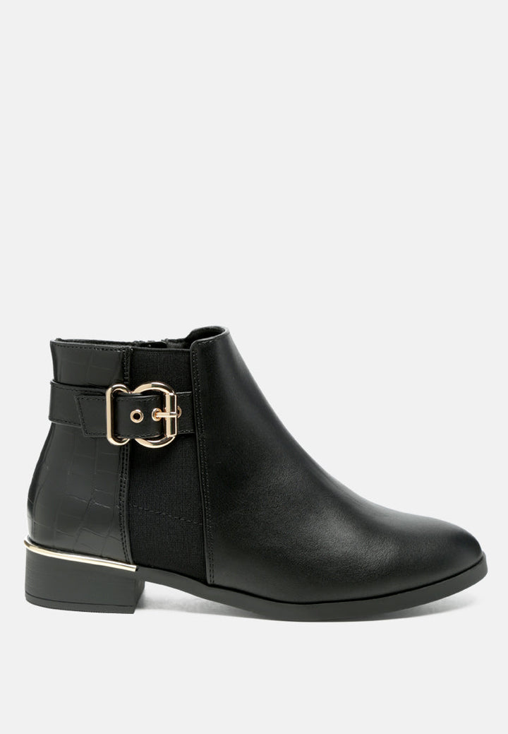 frothy buckled ankle boots with croc detail by ruw#color_black