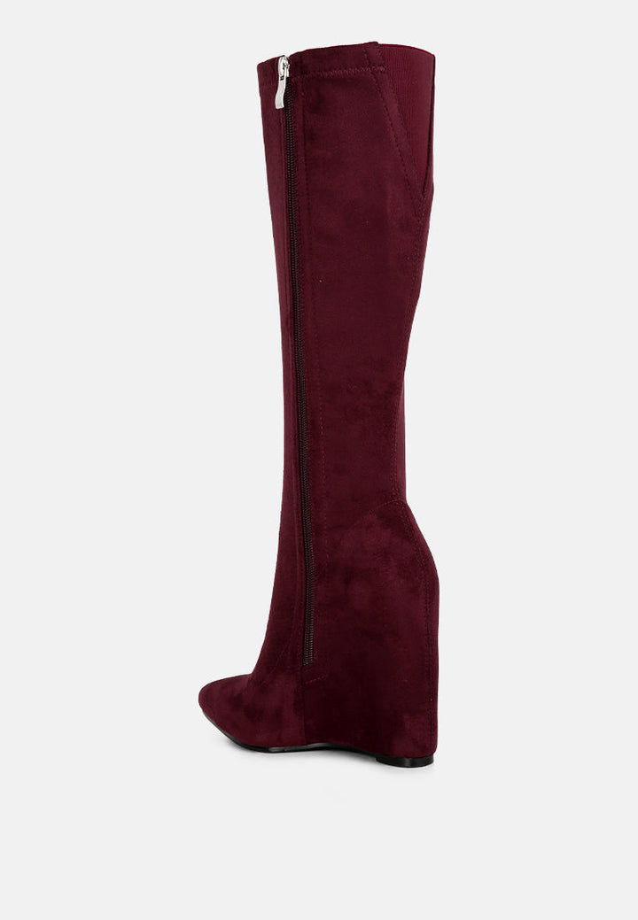 gladol wedge heel calf boots by ruw#color_burgundy