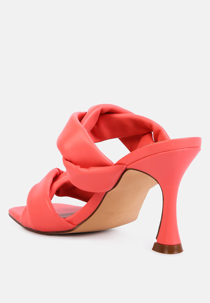 glam girl twisted strap spool heel sandals by ruw#color_coral