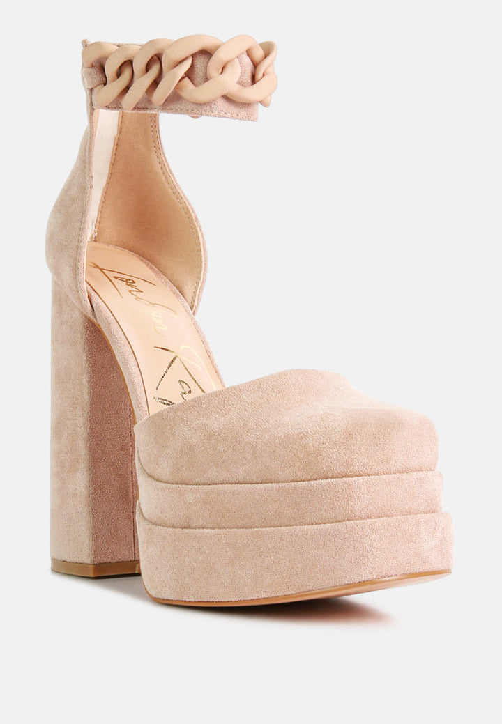 golden hour showstopper chain embellished high platform sandals by ruw#color_latte