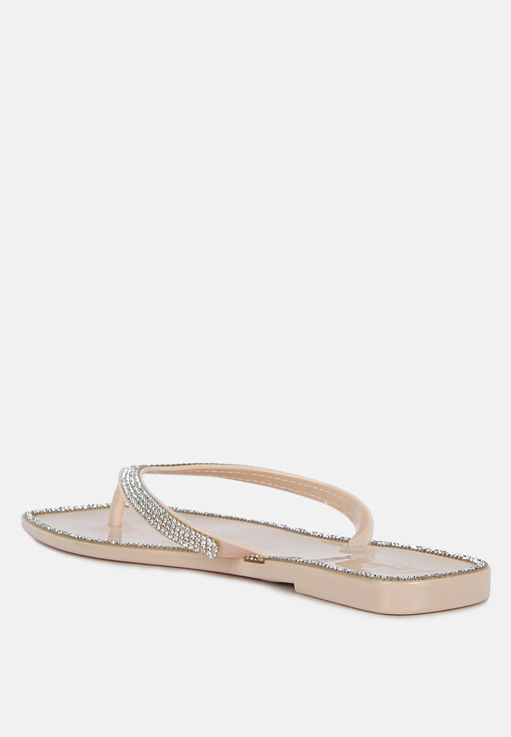 golightly diamante stud detail thong flats by ruw#color_nude