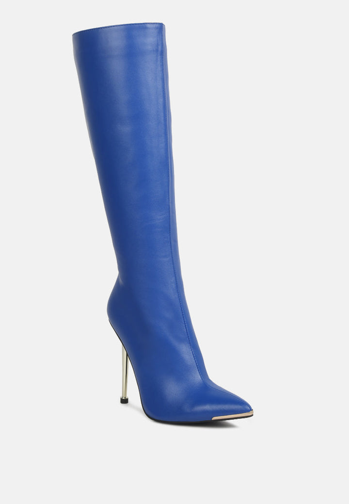 hale faux leather pointed heel calf boots by ruw#color_blue