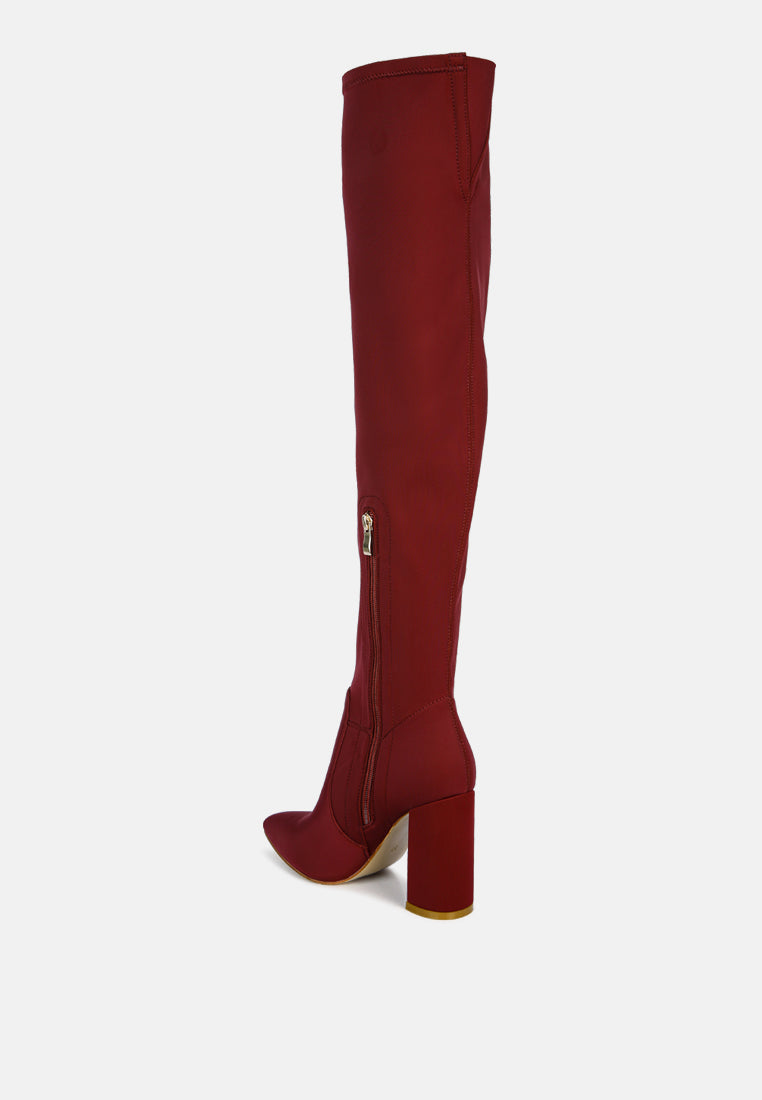 schiffer high block heeled long boot by ruw#color_burgundy