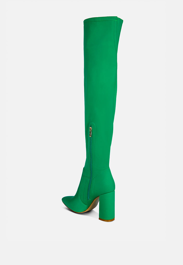 schiffer high block heeled long boot by ruw#color_green