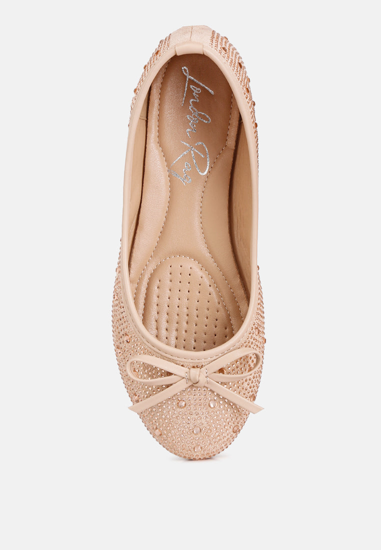 hosana rhinestones and stud embellished ballet flats by ruw#color_beige