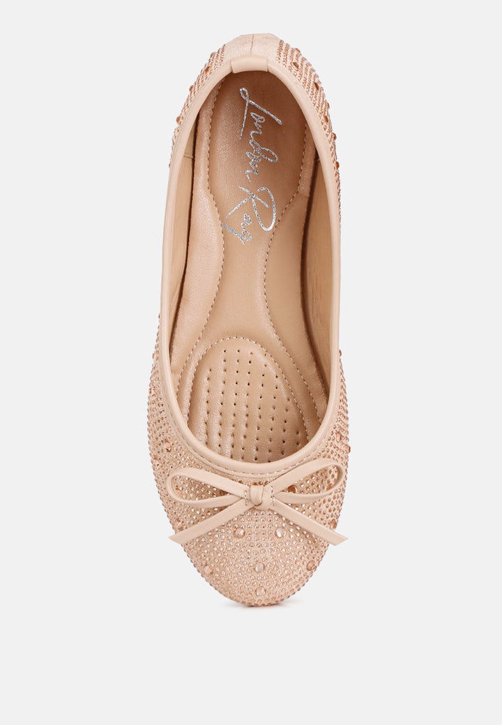 hosana rhinestones and stud embellished ballet flats by ruw#color_beige