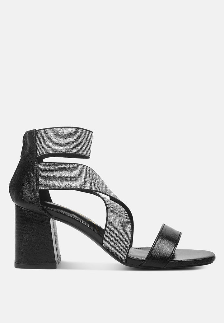 huskies metallic faux leather block heel sandals by ruw#color_black