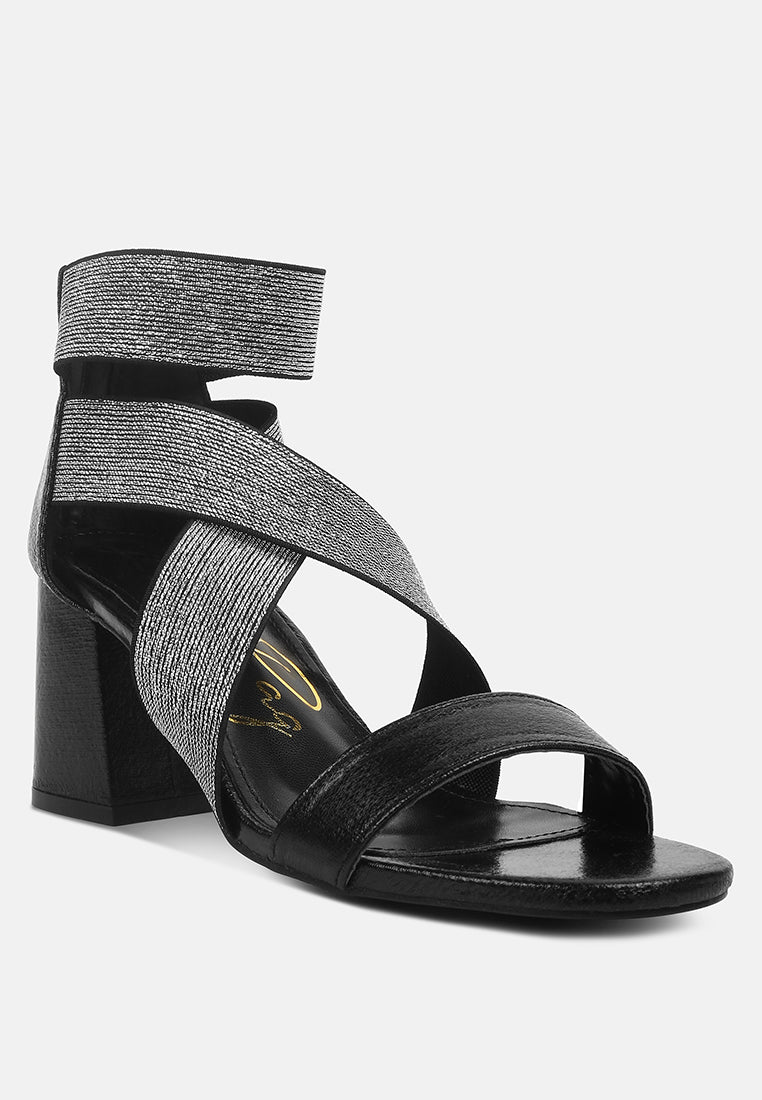 huskies metallic faux leather block heel sandals by ruw#color_black