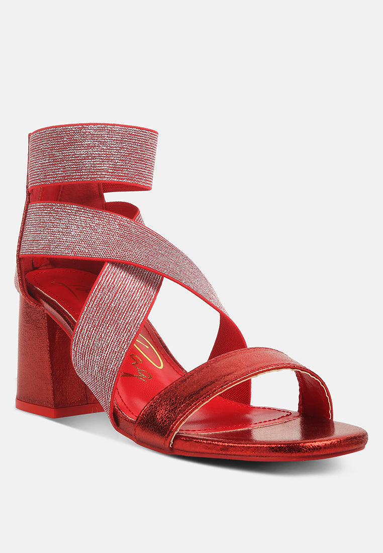 huskies metallic faux leather block heel sandals by ruw#color_red