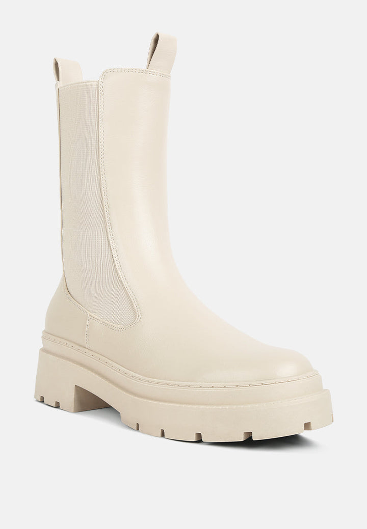 jolt elasticated gussets lug sole boots by ruw#color_off-white