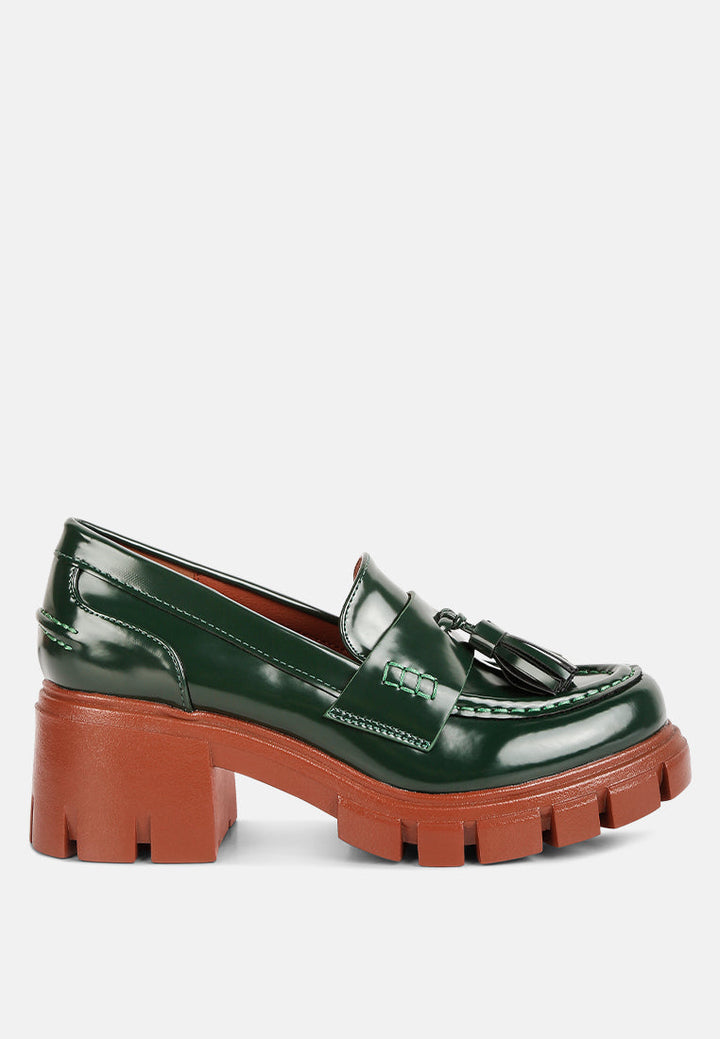 jonah tassels detail chunky loafers by ruw#color_dark-green