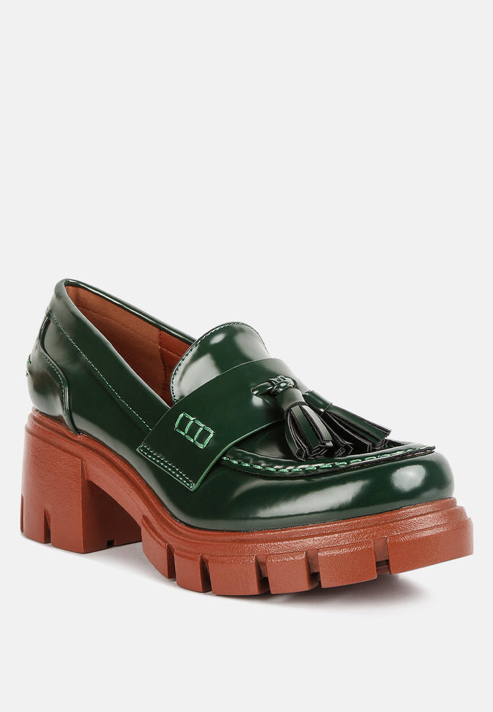 jonah tassels detail chunky loafers by ruw#color_dark-green