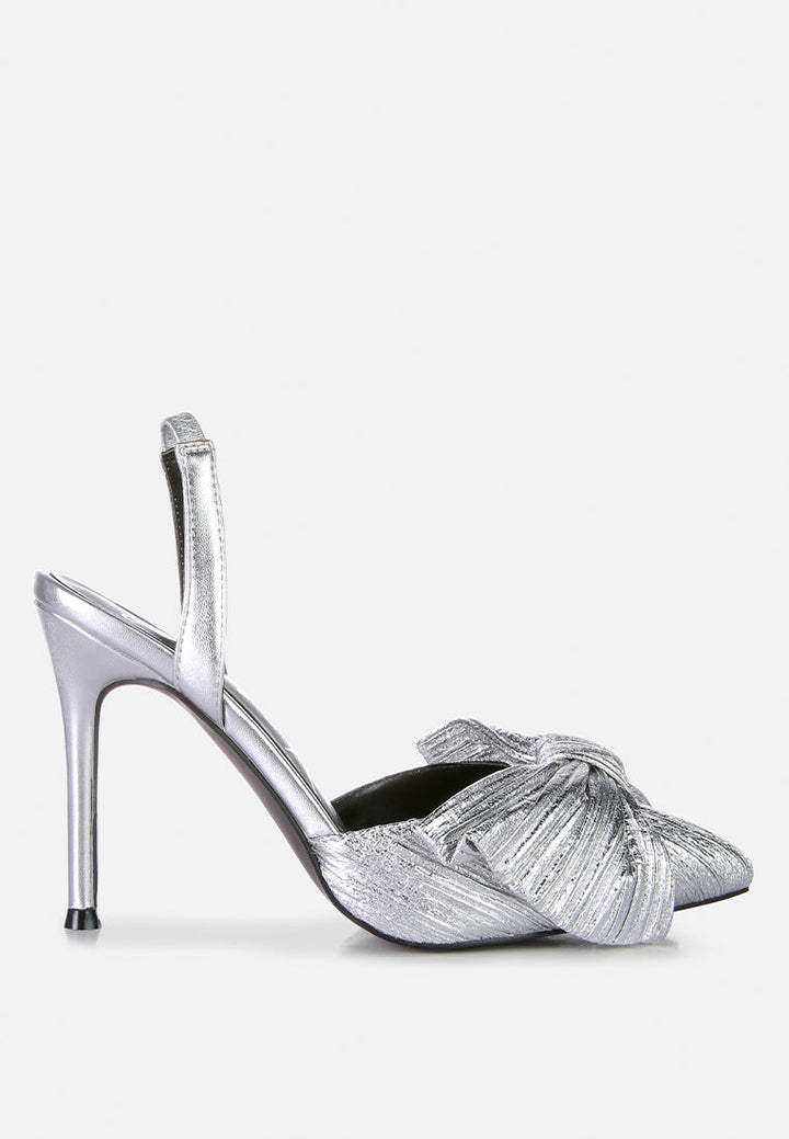 kiki bow embellished slingback sandals by ruw#color_silver