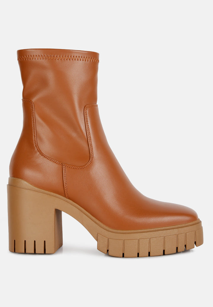 kokum faux leather platform ankle boots by ruw#color_tan