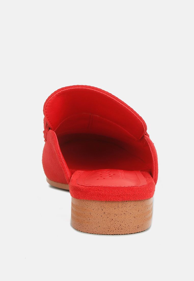 krizia chunky chain suede slip on mules by ruw#color_red