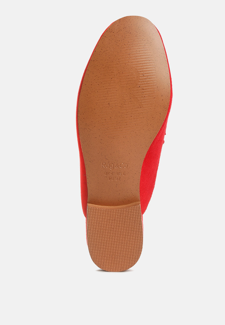 krizia chunky chain suede slip on mules by ruw#color_red