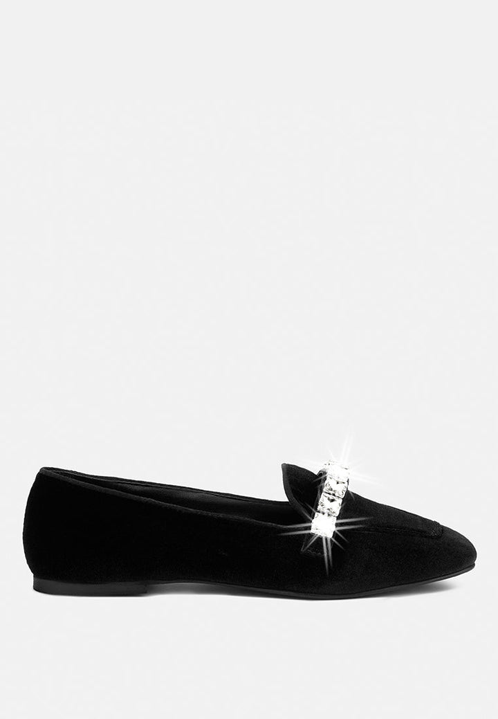 lamington handcrafted velvet diamante loafers by ruw#color_black