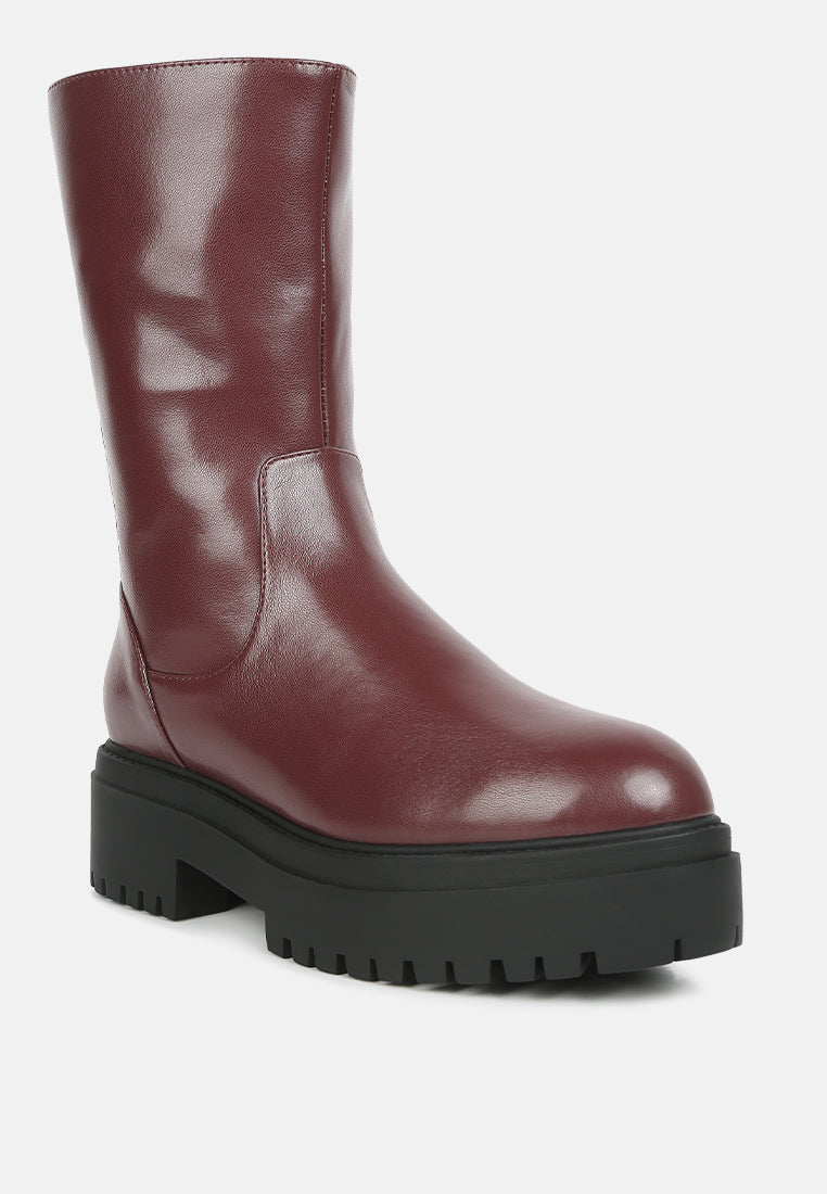 lewisa panelled lug sole boots by ruw#color_burgundy