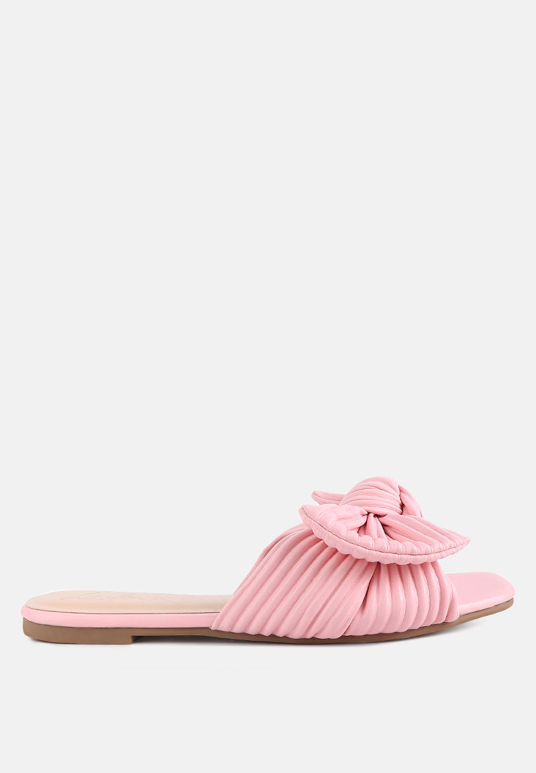 little jane textured bow slider flats by ruw#color_pink