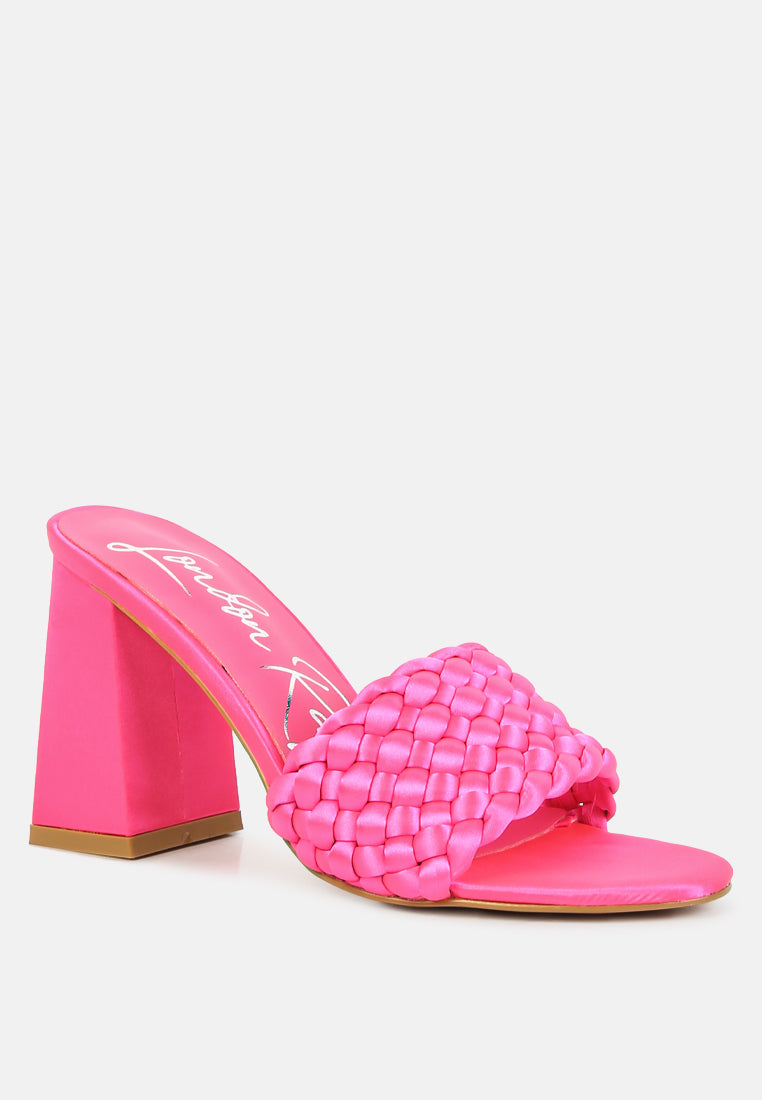 lust look braided satin block sandals by ruw#color_neon-pink