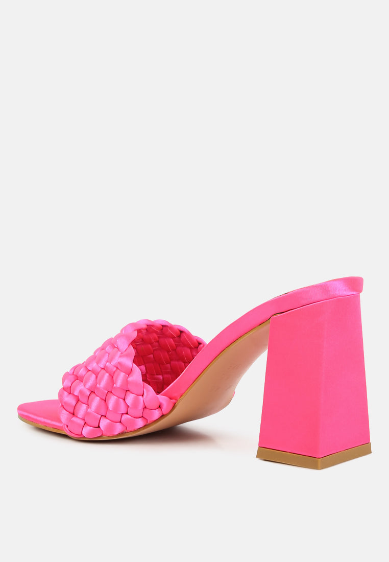 lust look braided satin block sandals by ruw#color_neon-pink